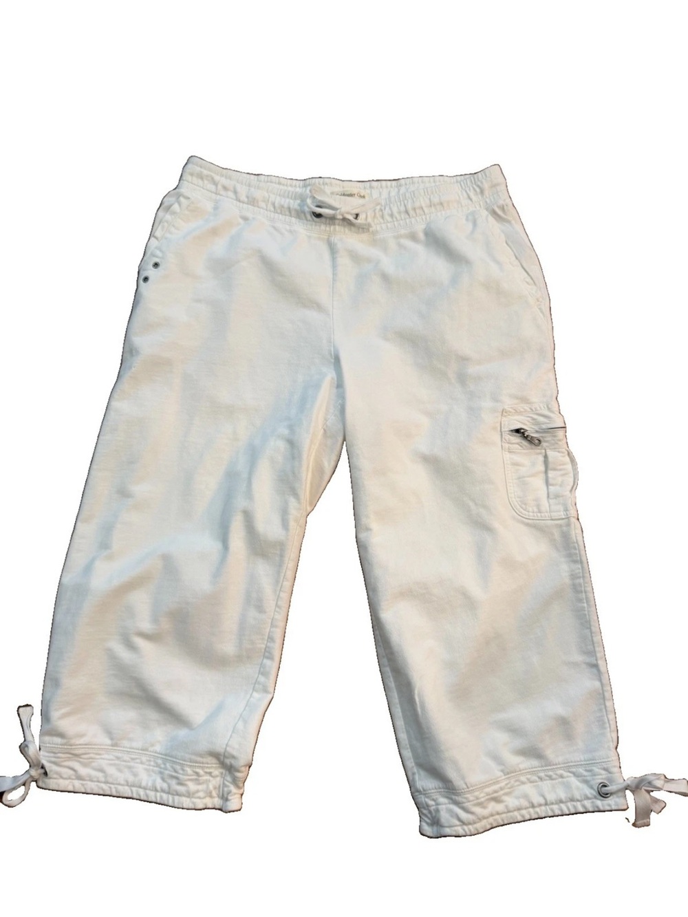 Coldwater creek ladies all cotton cropped drawstring pull on pants size LG 14/16